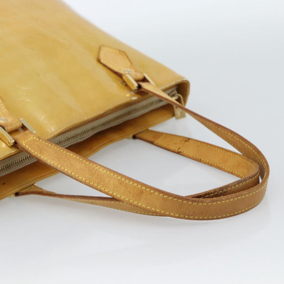 LOUIS VUITTON Monogram Vernis Houston Hand Bag Beige M91004 LV Auth ti3941