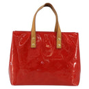 LOUIS VUITTON Monogram Vernis Reade PM Hand Bag Red Rouge M91088 LV Auth ti3946-13