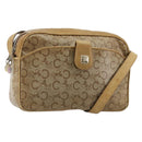 CELINE C Sulky Shoulder Bag Coated Canvas Beige Gold Auth ti3958-1