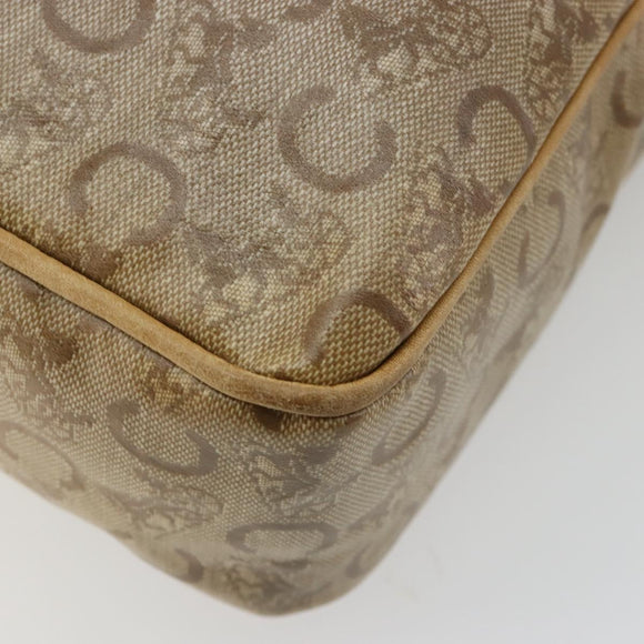 CELINE C Sulky Shoulder Bag Coated Canvas Beige Gold Auth ti3958