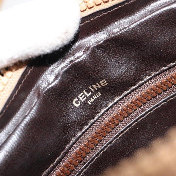 CELINE C Sulky Shoulder Bag Coated Canvas Beige Gold Auth ti3958