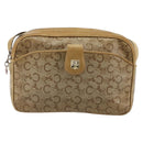 CELINE C Sulky Shoulder Bag Coated Canvas Beige Gold Auth ti3958-2