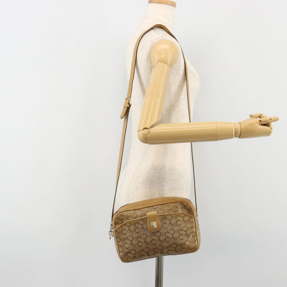 CELINE C Sulky Shoulder Bag Coated Canvas Beige Gold Auth ti3958