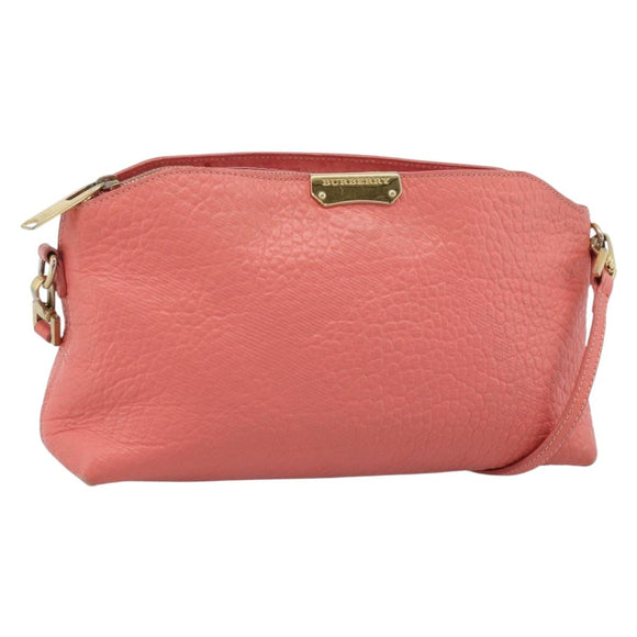 BURBERRY Shoulder Bag Leather Pink Gold Auth ti3960