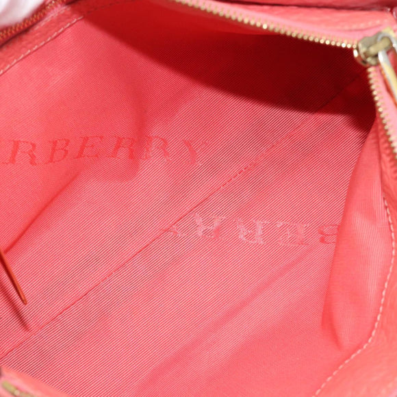 BURBERRY Shoulder Bag Leather Pink Gold Auth ti3960