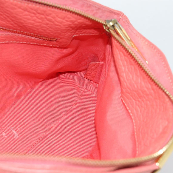 BURBERRY Shoulder Bag Leather Pink Gold Auth ti3960