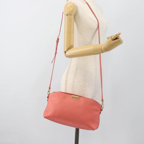BURBERRY Shoulder Bag Leather Pink Gold Auth ti3960