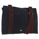 HERMES Fourre Tout Bassas MM Shoulder Bag Cotton Navy Silver Auth ti3961-1