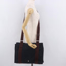 HERMES Fourre Tout Bassas MM Shoulder Bag Cotton Navy Silver Auth ti3961-23