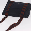 HERMES Fourre Tout Bassas MM Shoulder Bag Cotton Navy Silver Auth ti3961-6