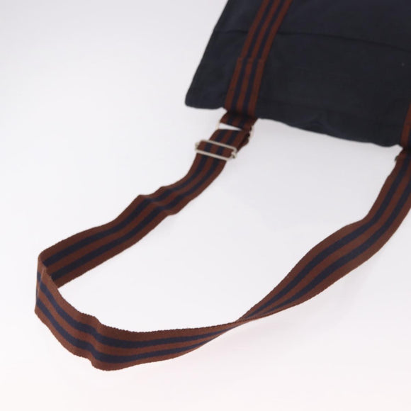 HERMES Fourre Tout Bassas MM Shoulder Bag Cotton Navy Silver Auth ti3961