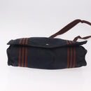 HERMES Fourre Tout Bassas MM Shoulder Bag Cotton Navy Silver Auth ti3961-5