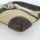 GUCCI Web Sherry Line Shoulder Bag Canvas Beige Silver 114879 Auth ti3962-14