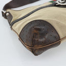 GUCCI Web Sherry Line Shoulder Bag Canvas Beige Silver 114879 Auth ti3962-15