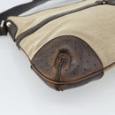 GUCCI Web Sherry Line Shoulder Bag Canvas Beige Silver 114879 Auth ti3962-9