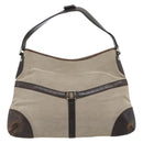 GUCCI Web Sherry Line Shoulder Bag Canvas Beige Silver 114879 Auth ti3962-2