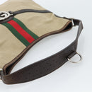 GUCCI Web Sherry Line Shoulder Bag Canvas Beige Silver 114879 Auth ti3962-7