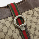 GUCCI GG Supreme Web Sherry Line Shoulder Bag PVC Beige Gold Auth ti3963-14