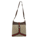 GUCCI GG Supreme Web Sherry Line Shoulder Bag PVC Beige Gold Auth ti3963-2