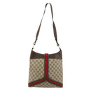 GUCCI GG Supreme Web Sherry Line Shoulder Bag PVC Beige Gold Auth ti3963-3