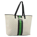 GUCCI GG Supreme Sherry Line Tote Bag PVC White 257245 Auth ti3964-1