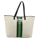 GUCCI GG Supreme Sherry Line Tote Bag PVC White 257245 Auth ti3964-13