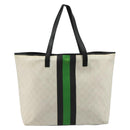 GUCCI GG Supreme Sherry Line Tote Bag PVC White 257245 Auth ti3964-2