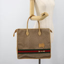 GUCCI Micro GG Supreme WebSherry Line Horsebit Bag PVC Beige Auth ti3965-23