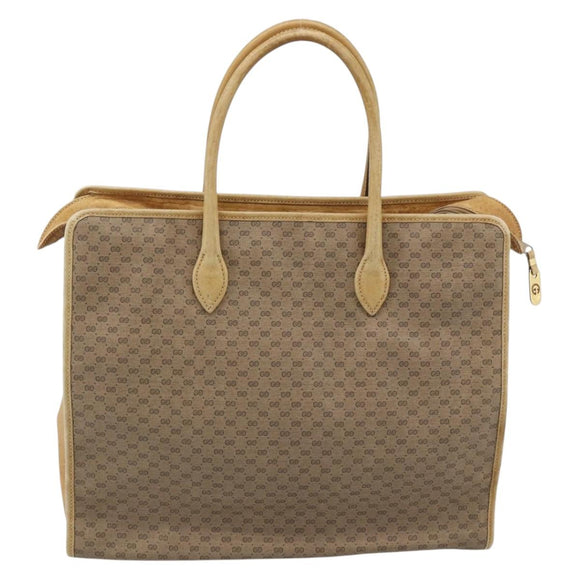 GUCCI Micro GG Supreme WebSherry Line Horsebit Bag PVC Beige Auth ti3965