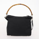 GUCCI Bamboo Shoulder Bag Leather Nylon 2way 2 Set Black Auth ti3966-11