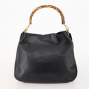 GUCCI Bamboo Shoulder Bag Leather Nylon 2way 2 Set Black Auth ti3966-2