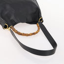 GUCCI Bamboo Shoulder Bag Leather Nylon 2way 2 Set Black Auth ti3966-5