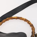 GUCCI Bamboo Shoulder Bag Leather Nylon 2way 2 Set Black Auth ti3966-6