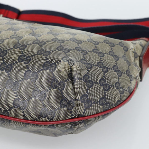 GUCCI GG Crystal Sherry Line Bag Coated Canvas Navy Gold 181092 Auth ti3970
