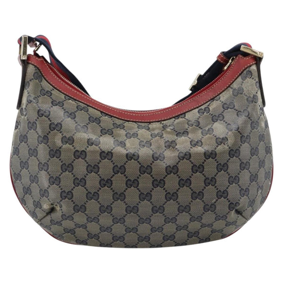GUCCI GG Crystal Sherry Line Bag Coated Canvas Navy Gold 181092 Auth ti3970