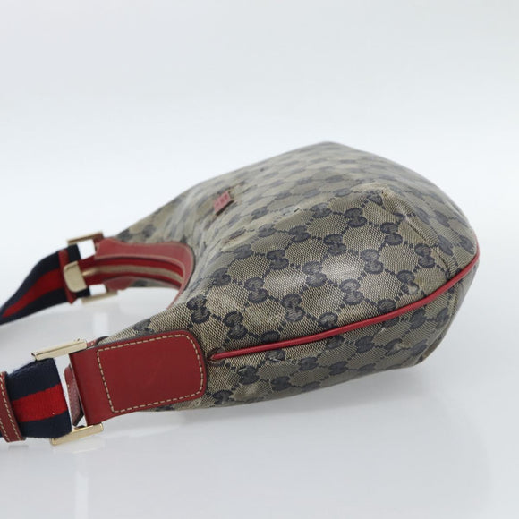GUCCI GG Crystal Sherry Line Bag Coated Canvas Navy Gold 181092 Auth ti3970