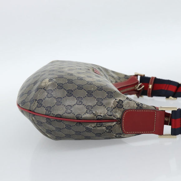 GUCCI GG Crystal Sherry Line Bag Coated Canvas Navy Gold 181092 Auth ti3970