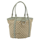 GUCCI GG Canvas Abbey Tote Bag Beige Gold 211982 Auth ti3971-1
