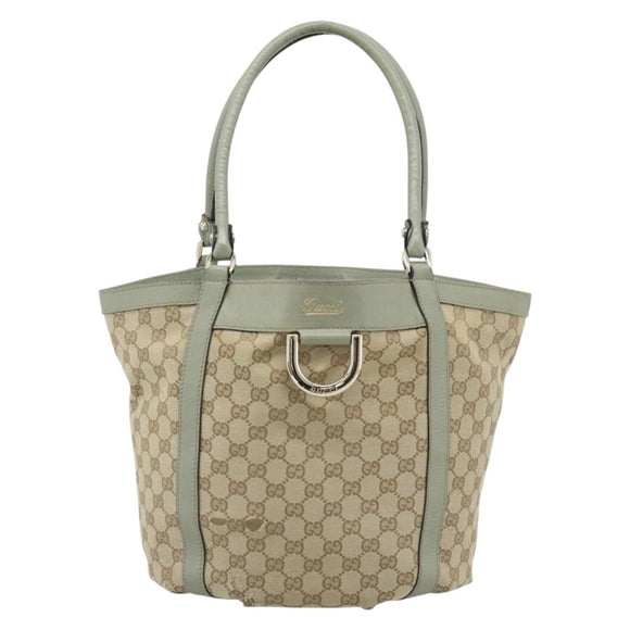 GUCCI GG Canvas Abbey Tote Bag Beige Gold 211982 Auth ti3971