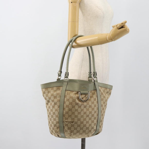 GUCCI GG Canvas Abbey Tote Bag Beige Gold 211982 Auth ti3971