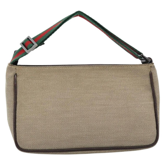 GUCCI Web Sherry Line Shoulder Pouch Canvas 106644 Auth ti3973