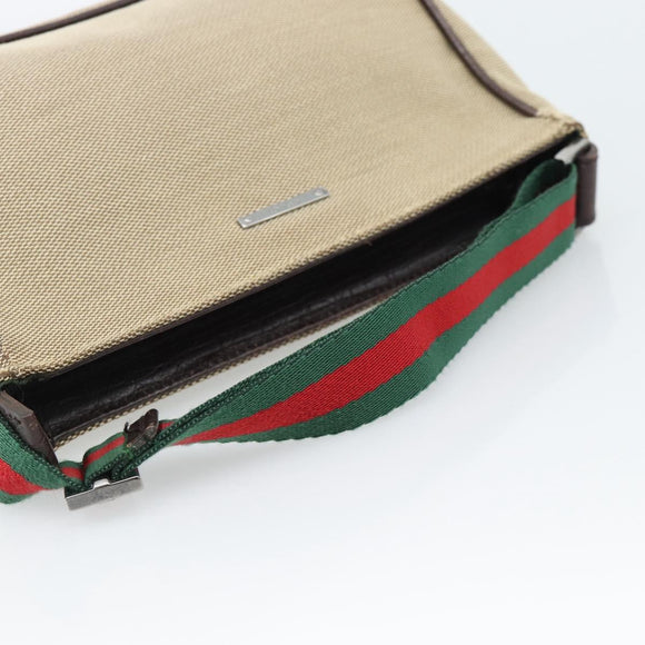 GUCCI Web Sherry Line Shoulder Pouch Canvas 106644 Auth ti3973