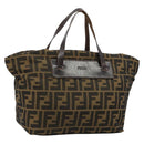 FENDI Zucca Canvas Hand Bag Black Brown Auth ti3974-1