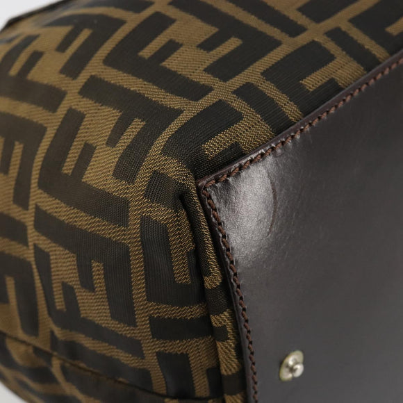 FENDI Zucca Canvas Hand Bag Black Brown Auth ti3974