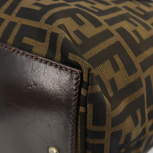 FENDI Zucca Canvas Hand Bag Black Brown Auth ti3974