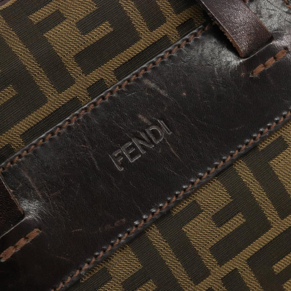 FENDI Zucca Canvas Hand Bag Black Brown Auth ti3974