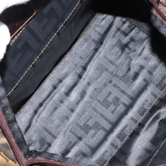 FENDI Zucca Canvas Hand Bag Black Brown Auth ti3974
