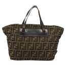 FENDI Zucca Canvas Hand Bag Black Brown Auth ti3974-2