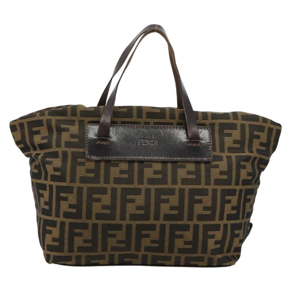 FENDI Zucca Canvas Hand Bag Black Brown Auth ti3974