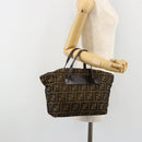 FENDI Zucca Canvas Hand Bag Black Brown Auth ti3974-22